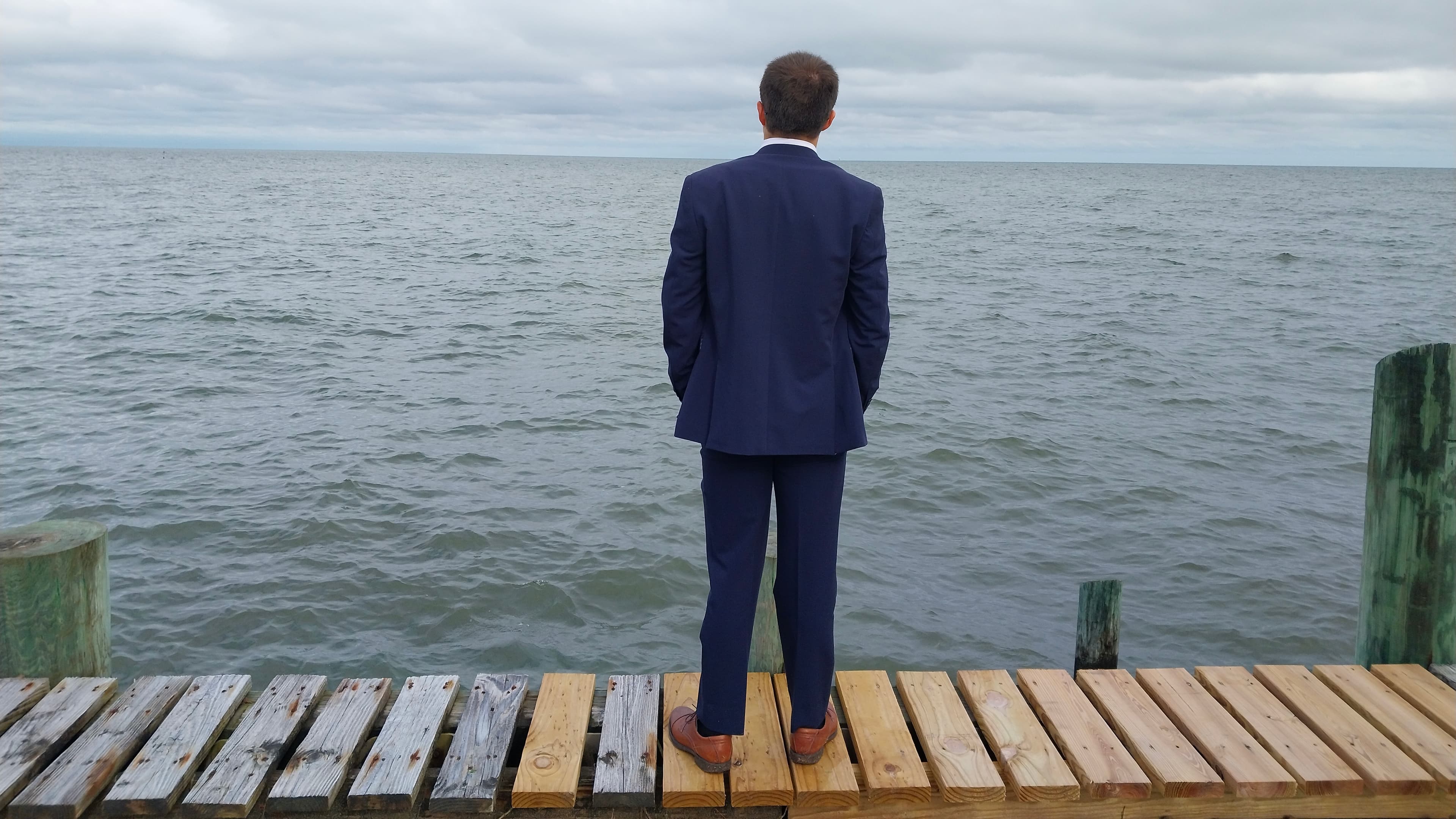 Caleb Morgan looking out at a scenic landscape